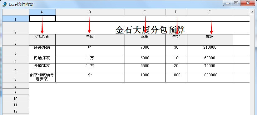 分包预算表