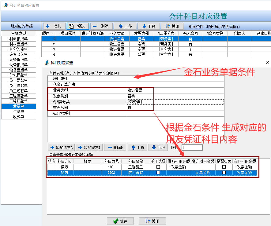 会计科目对应